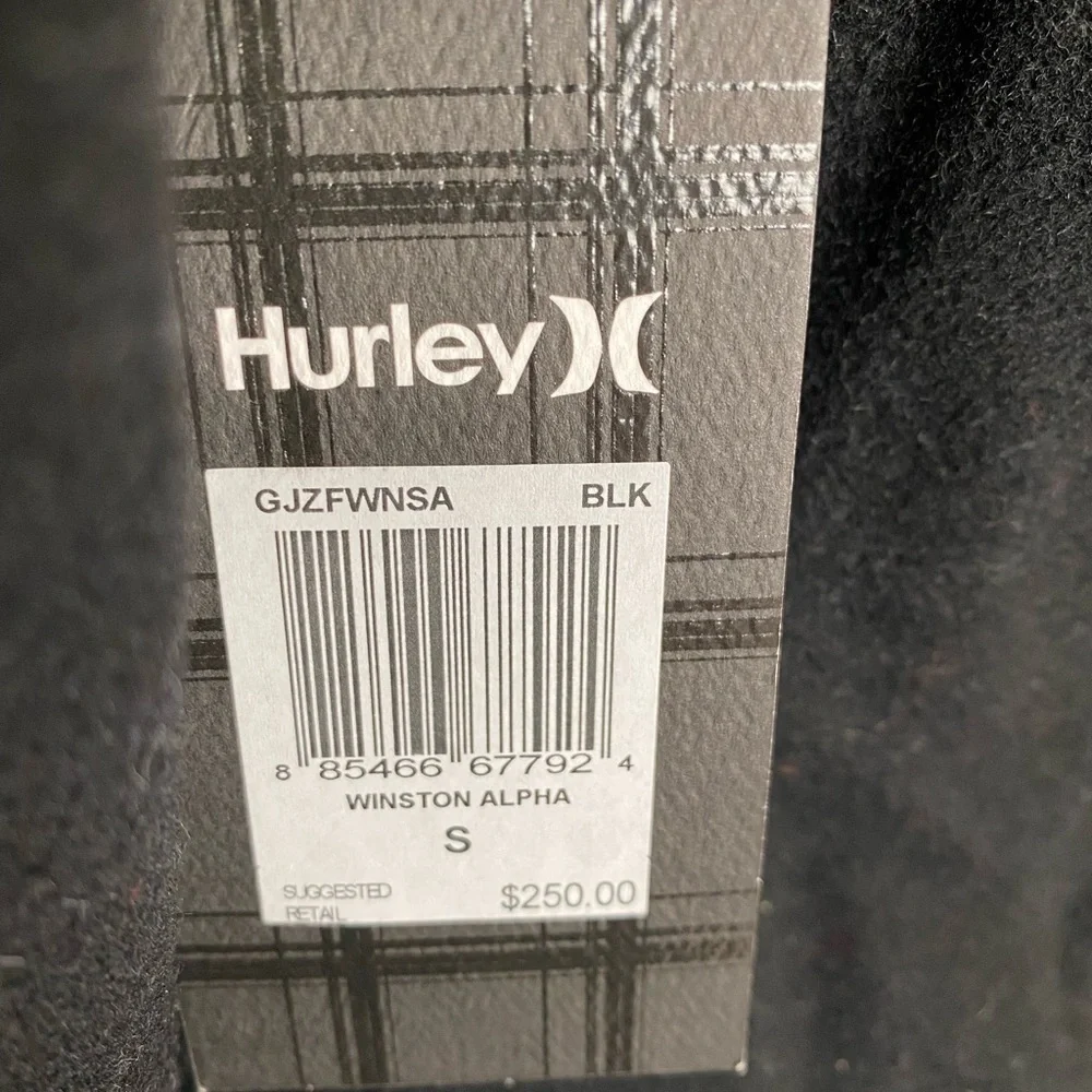 Hurley X Alpha IND Collaboration Black Wool Pea Coat NWT Size small RARE